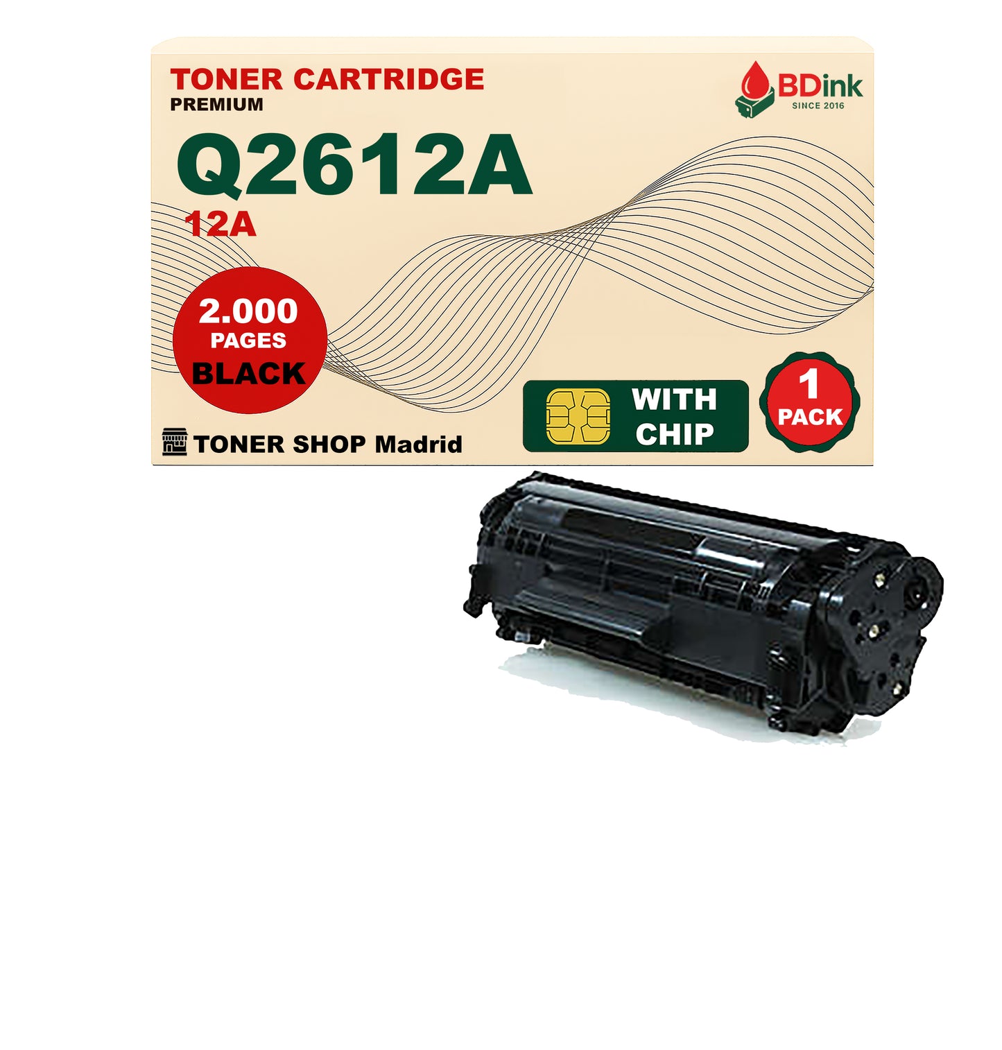 BDink Cartucho Tóner Compatible HP 12A Negro Q2612A