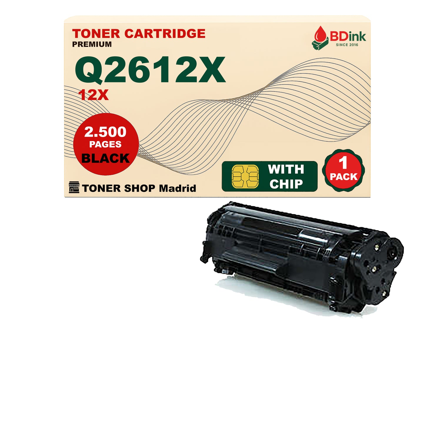 BDink Cartucho Tóner Compatible HP 12X Negro Q2612X