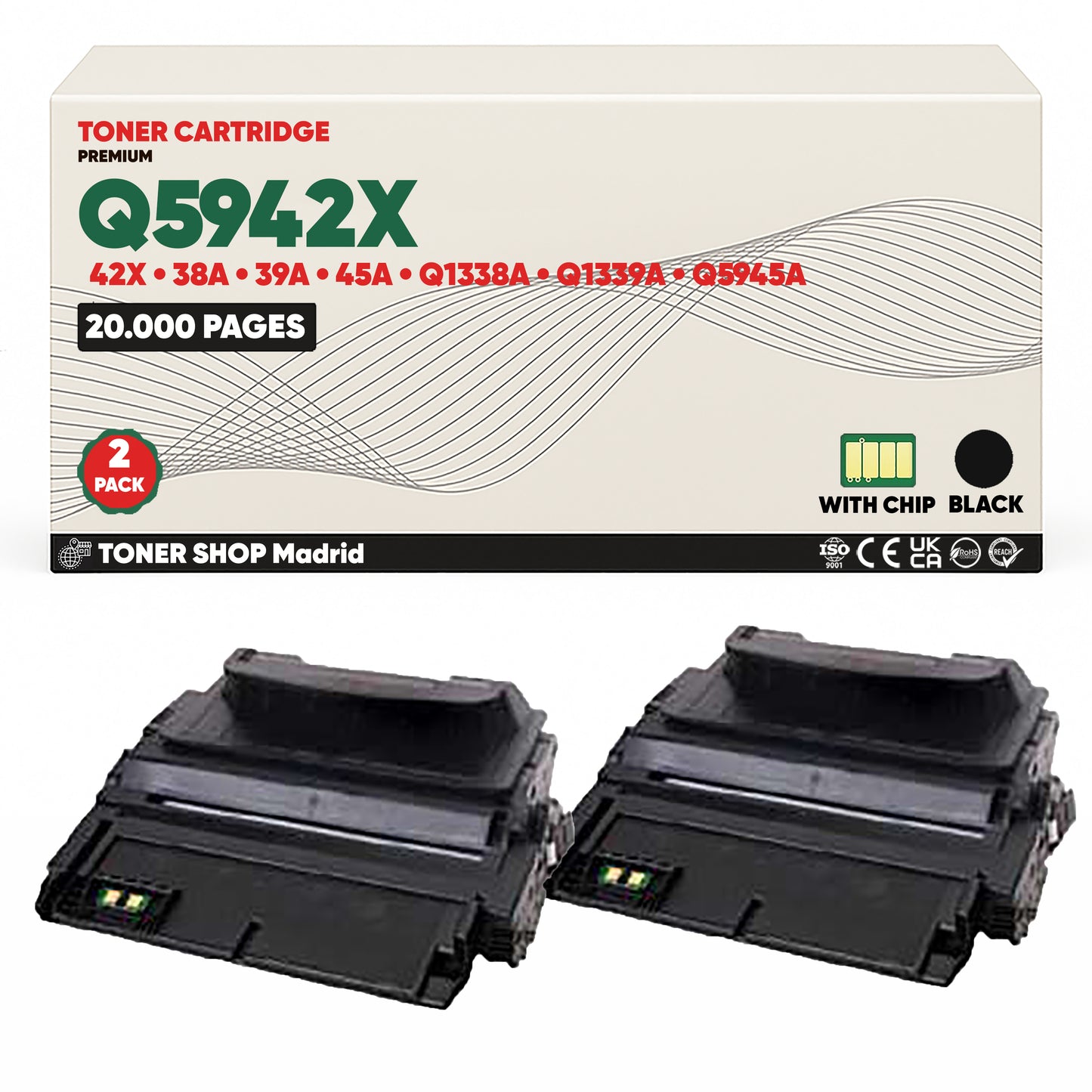 BDink Cartucho Tóner Compatible HP 42X/38A/39A/45A Negro Q5942X