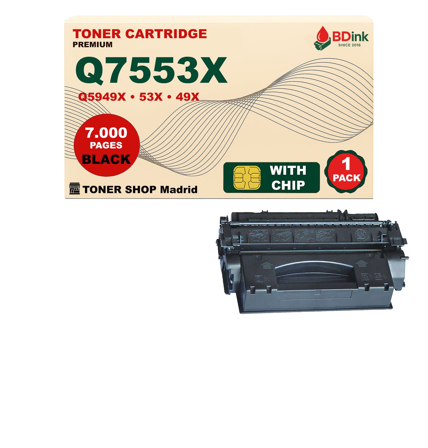 BDink Cartucho Tóner Compatible HP 53X/49X Negro Q7553X