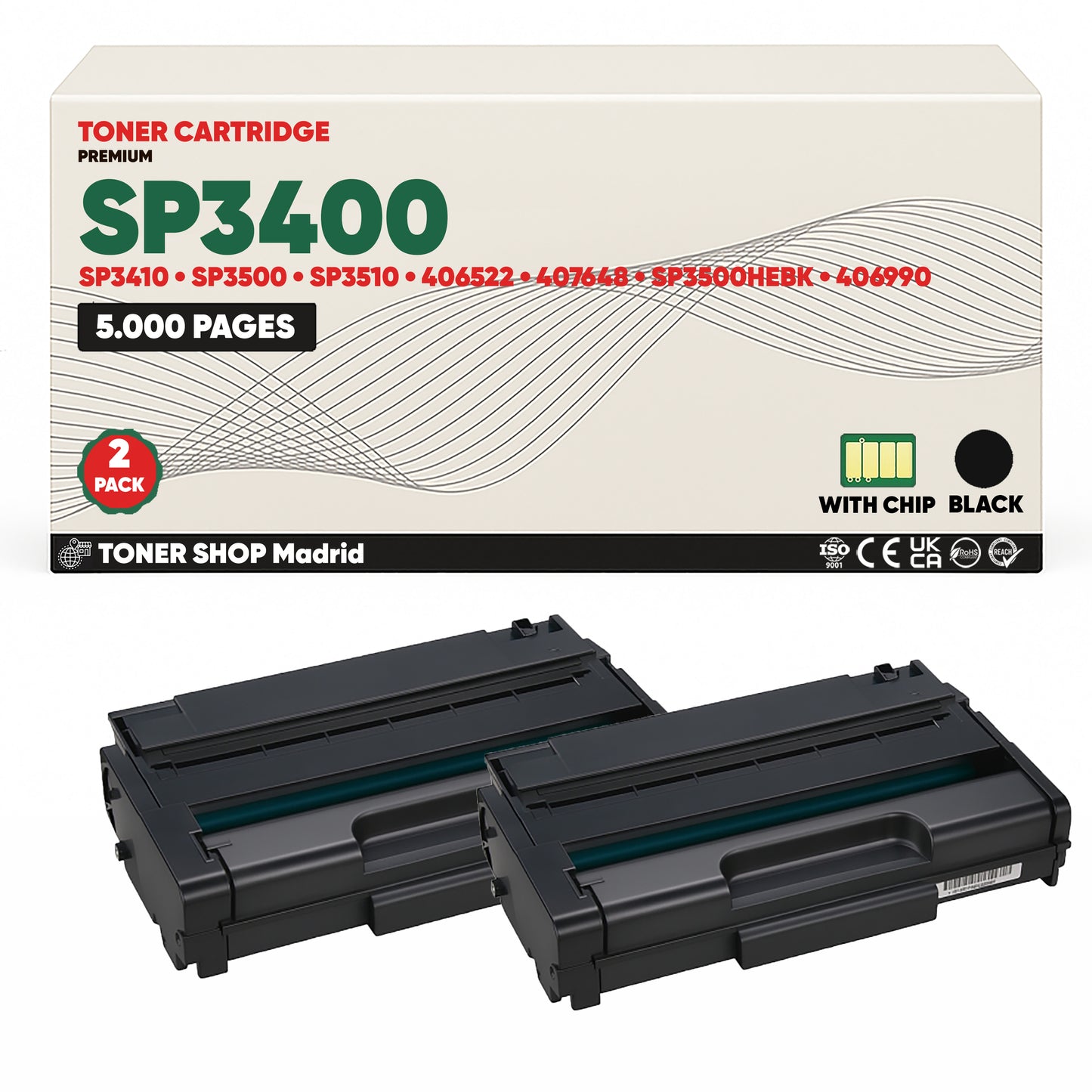 BDink Cartucho/s Tóner Compatible/s Ricoh SP3400/SP3410/SP3500/SP3510 Negro