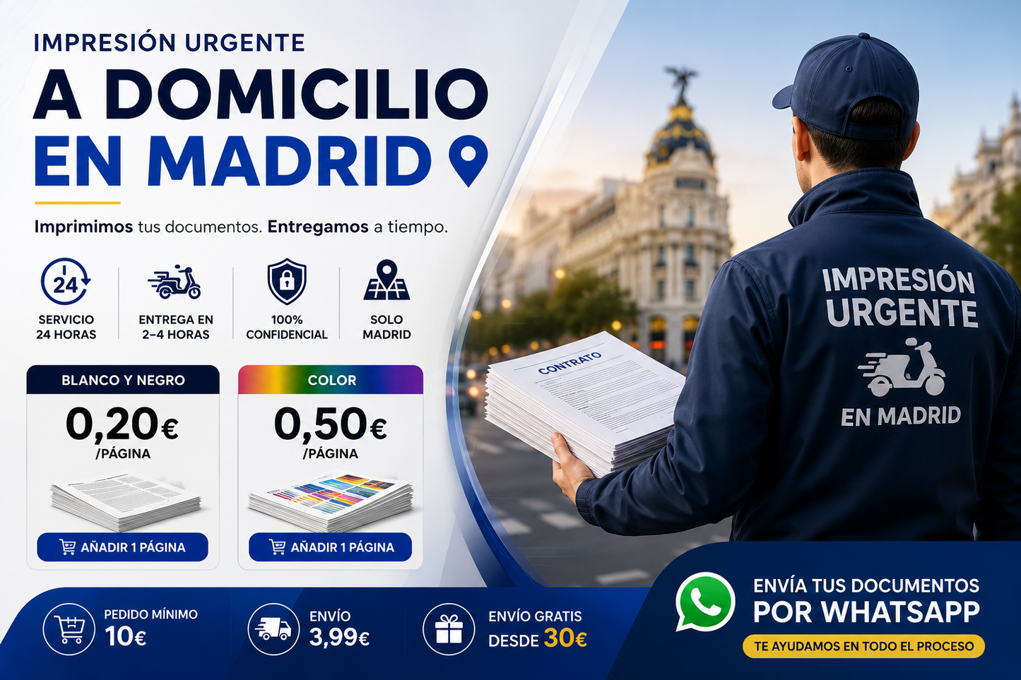 Servicio de Impresión Urgentes en Madrid M-30 | Entrega en el Día desde 10€