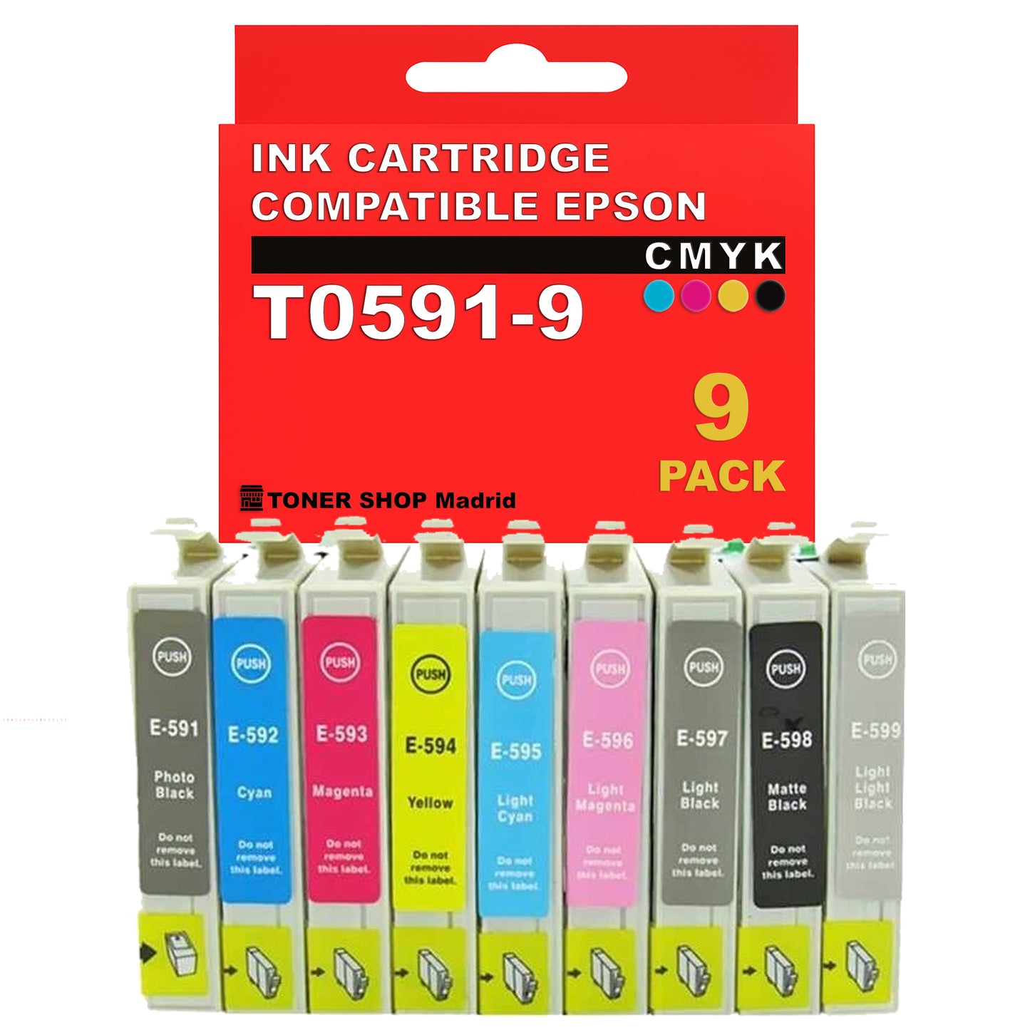 BDink Cartuchos Tinta Compatible Epson T0591 a T0599 CMYK (Pack 9)