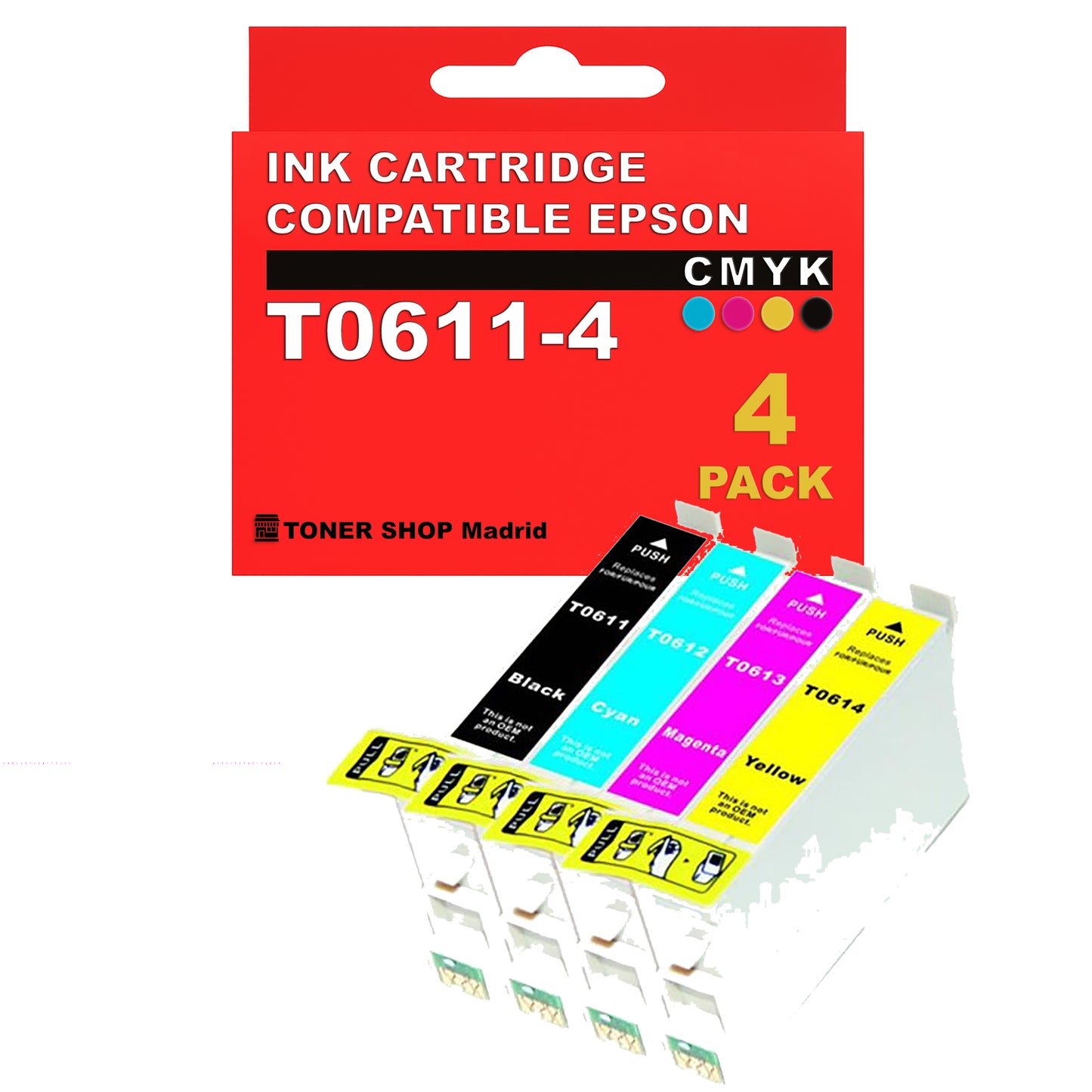 BDink Cartuchos Tinta Compatible Epson T0611 a T0614 CMYK (Pack 4)