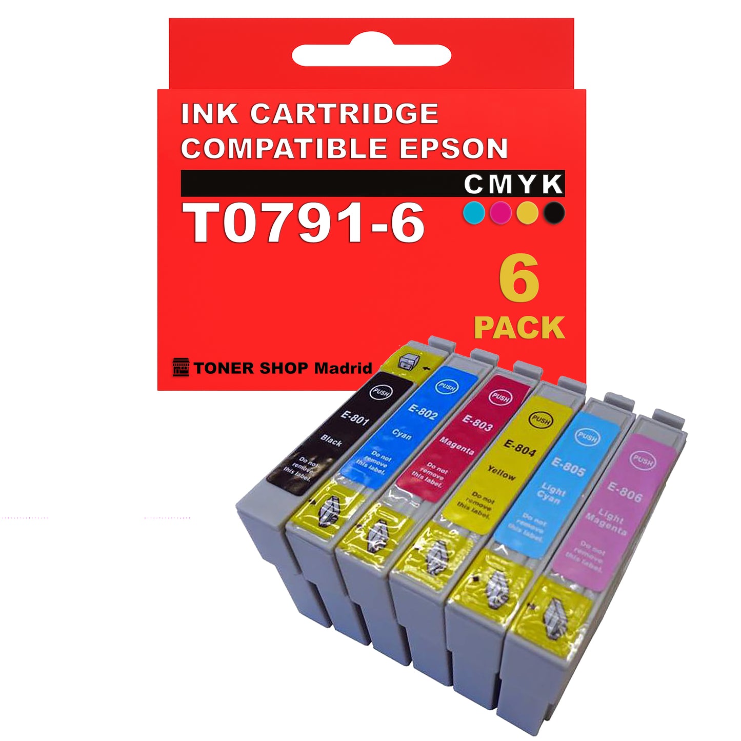 BDink Cartuchos Tinta Compatible Epson T0791 a T0796 CMYK (Pack 6)