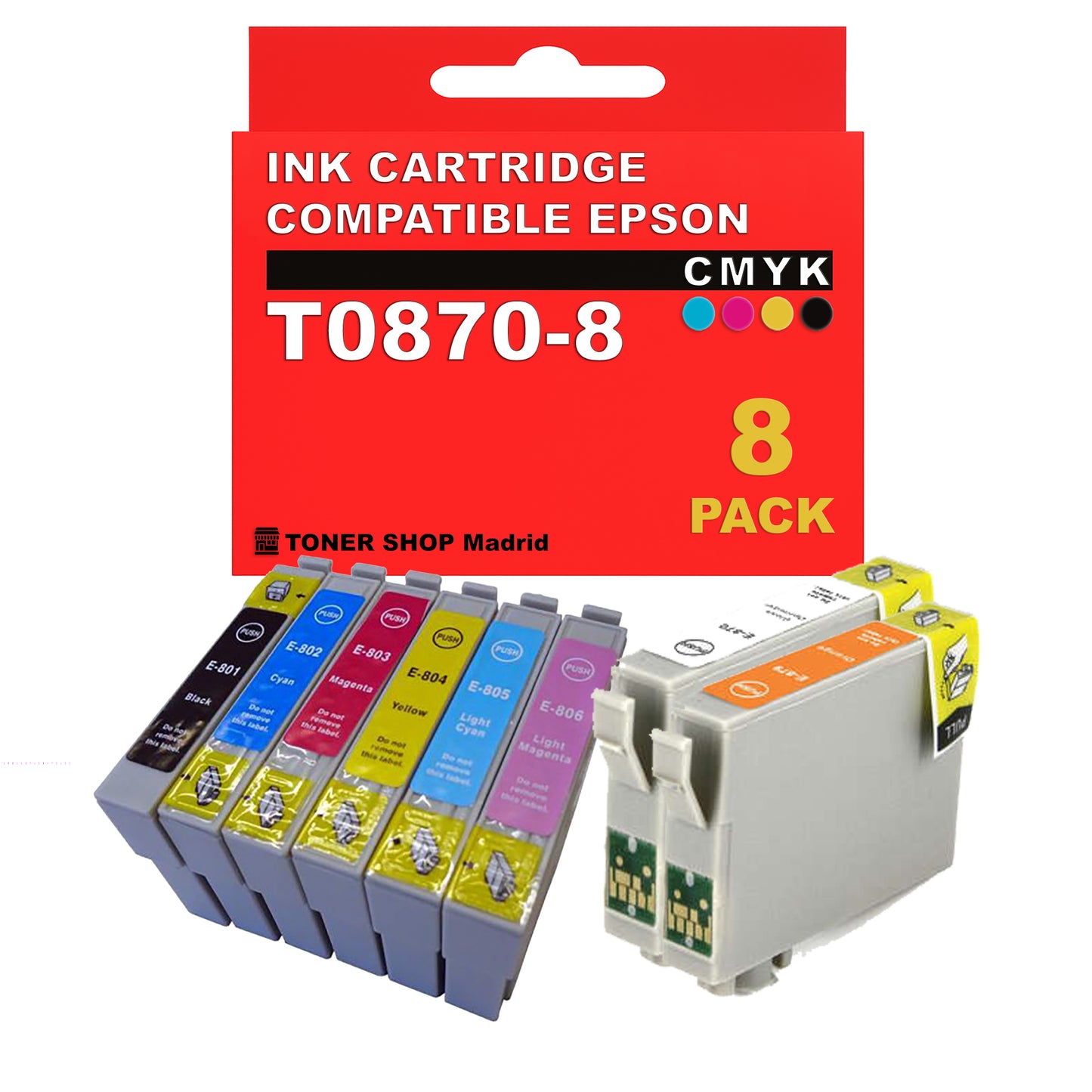 BDink Cartuchos Tinta Compatible Epson T0870 a T0879 (Pack 8)