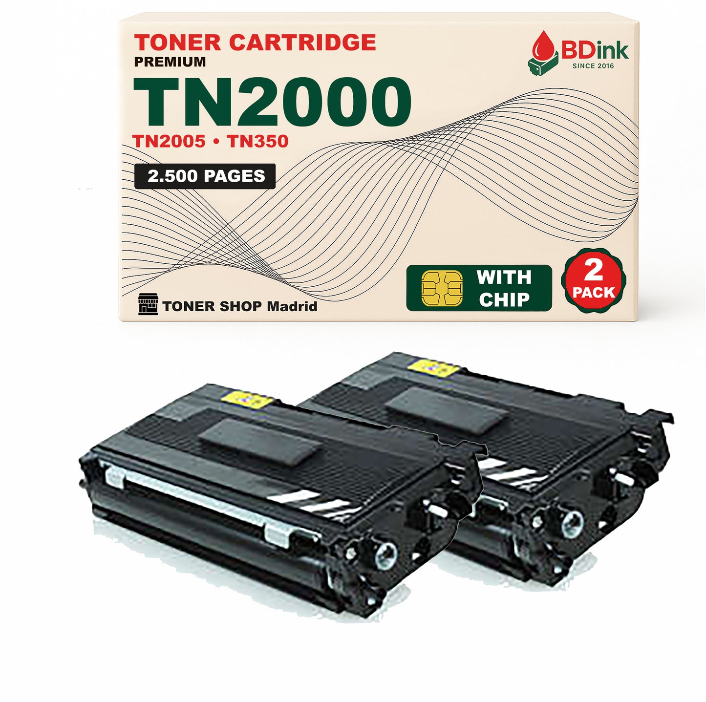 BDink Tóner Compatible Brother TN2000 TN2005 TN350 Negro - Envío en 24h