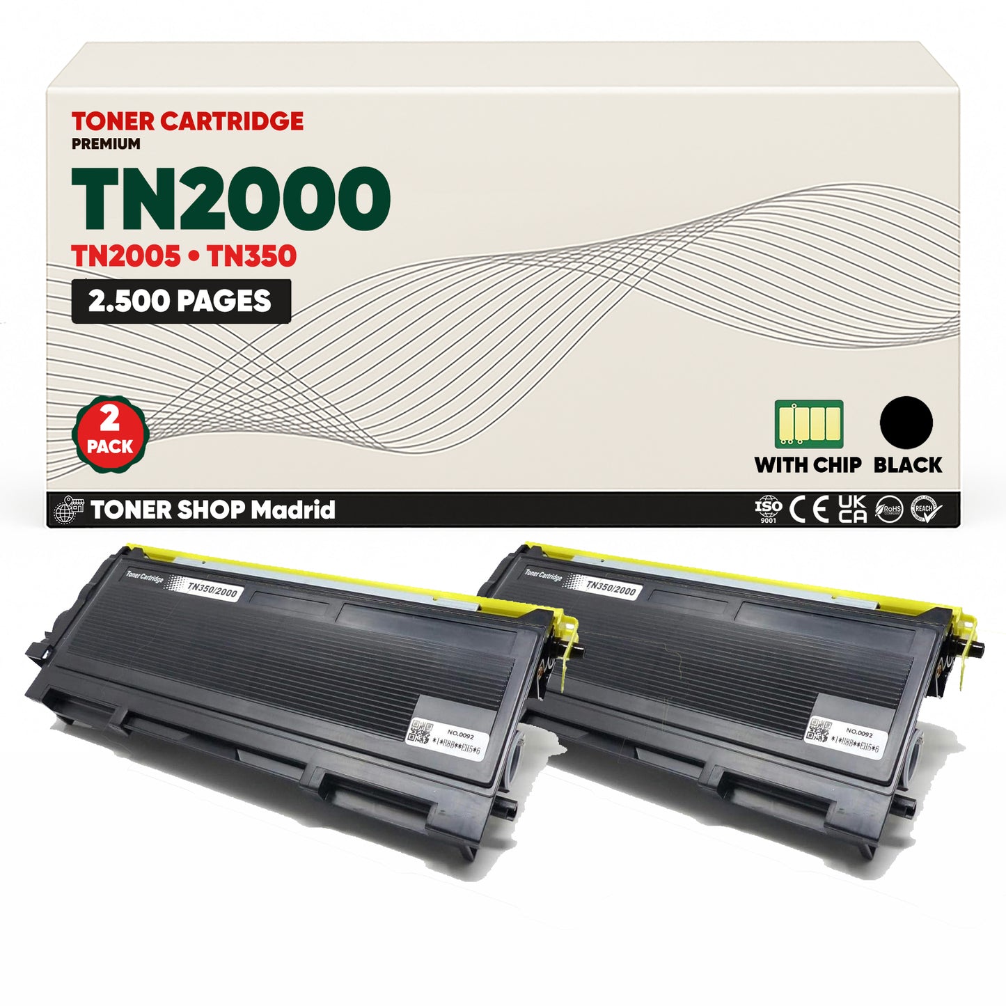 BDink Tóner Compatible Brother TN2000 TN2005 TN350 Negro - Envío en 24h