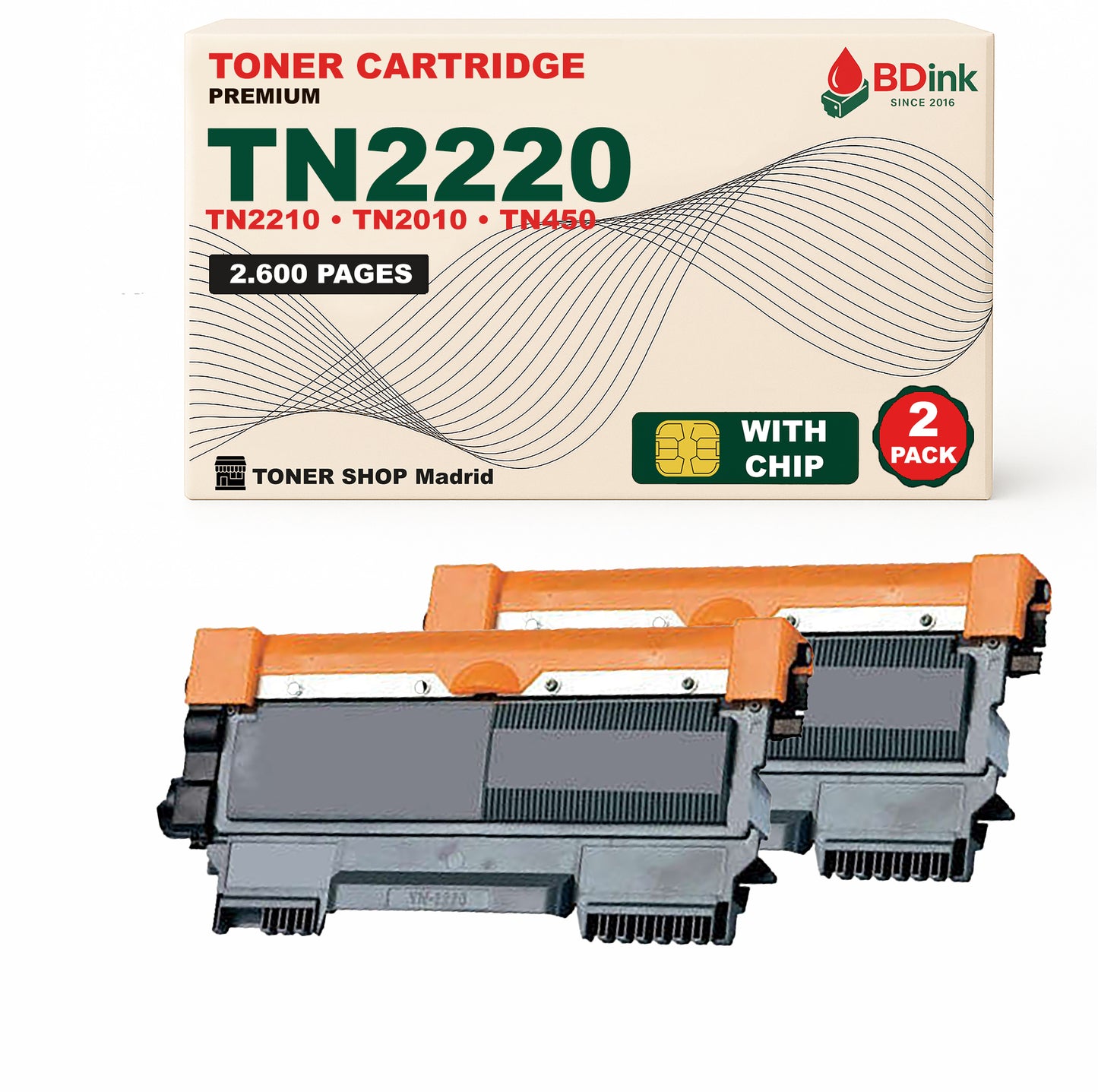 BDink Cartucho Tóner Compatible Brother TN2220 TN2210 Negro
