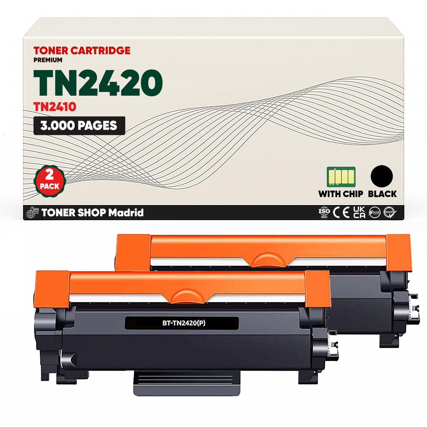 BDink Cartucho Tóner Compatible Brother TN2420 TN2410 Negro