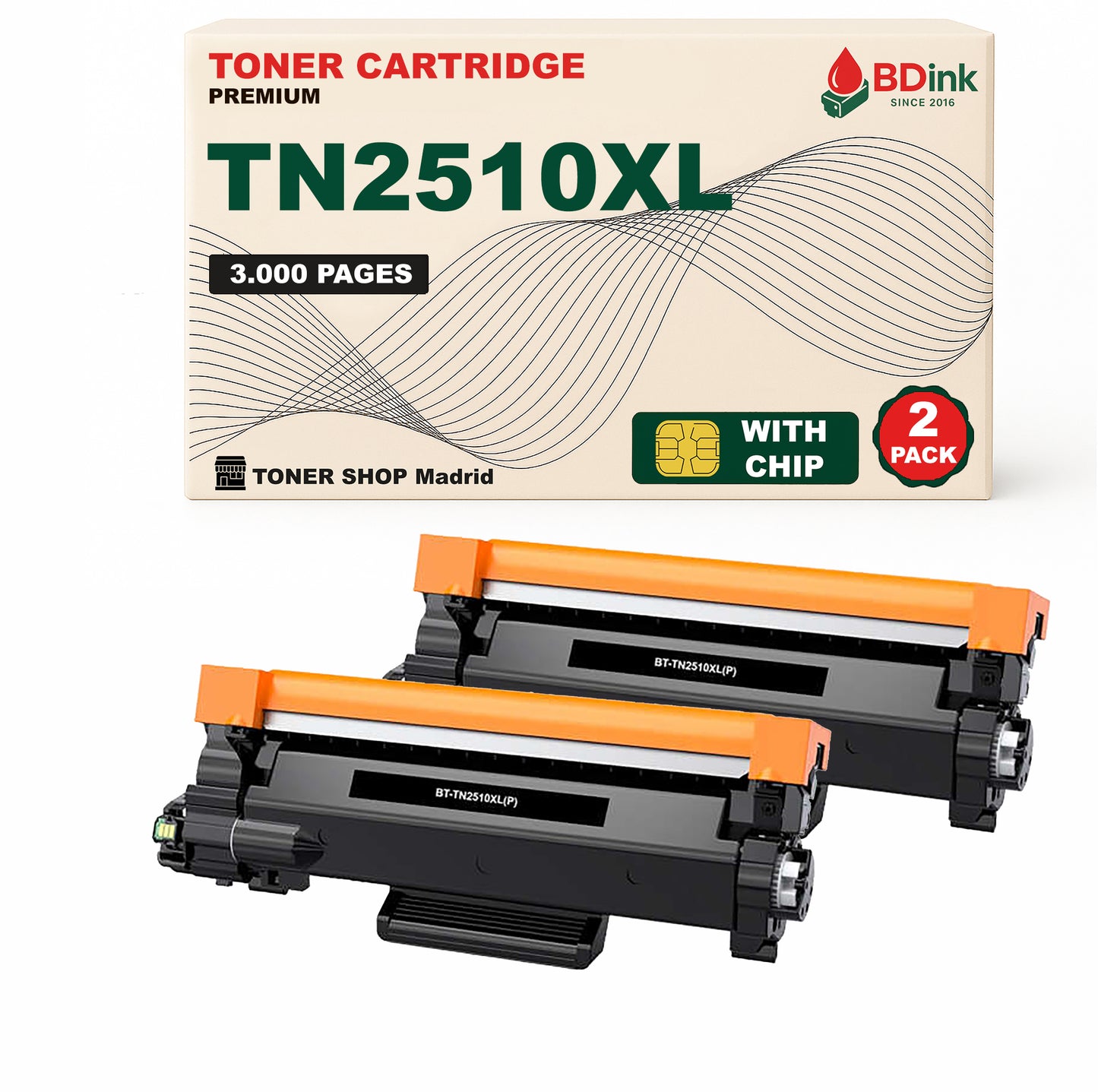 BDink Tóner Compatible con Brother TN2510XL Negro