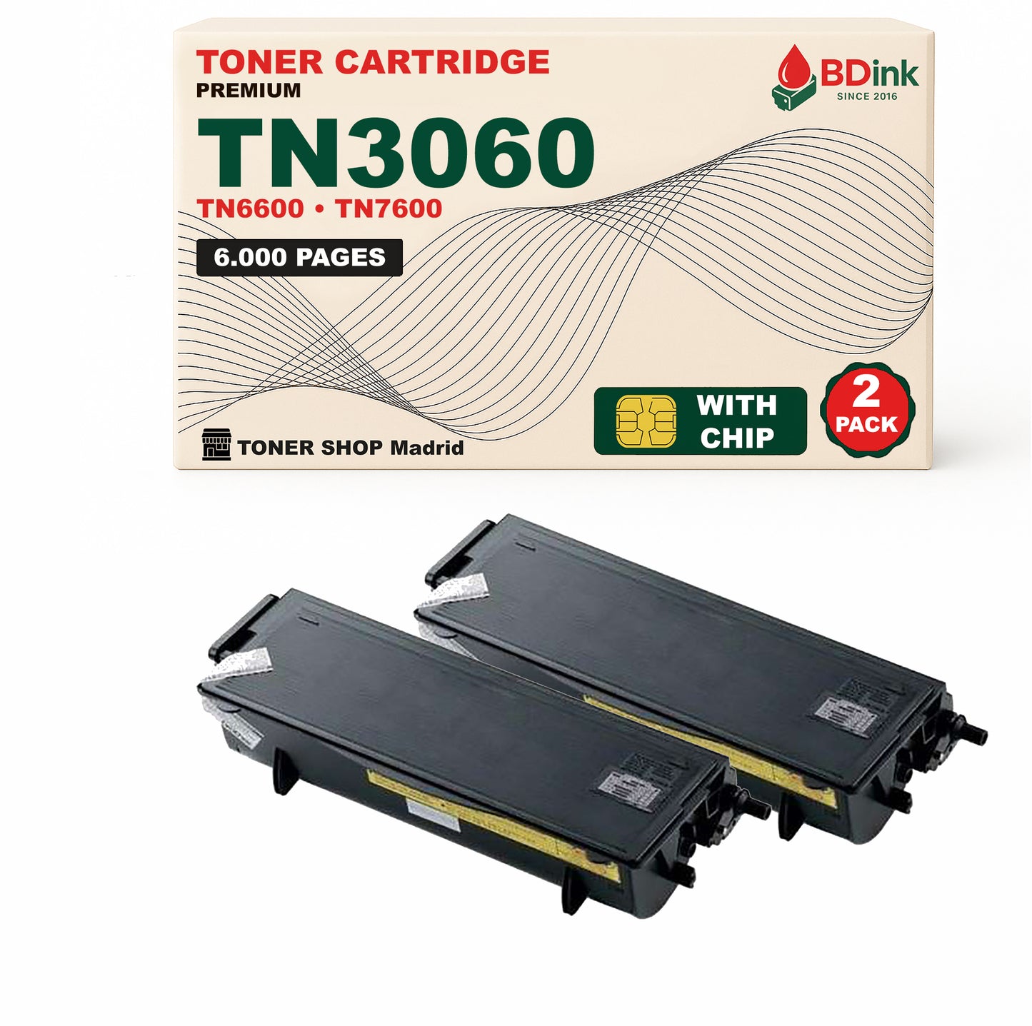 BDink Tóner Compatible Brother TN3060 TN6600 TN7600 Negro
