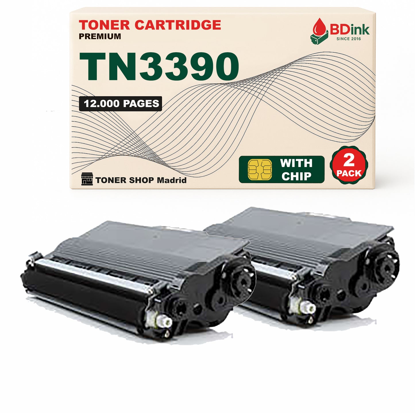 BDink Tóner Compatible Brother TN3390 BK Negro 12000 páginas