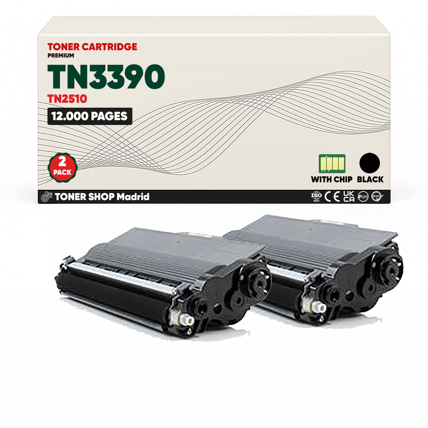 BDink Tóner Compatible Brother TN3390 BK Negro 12000 páginas