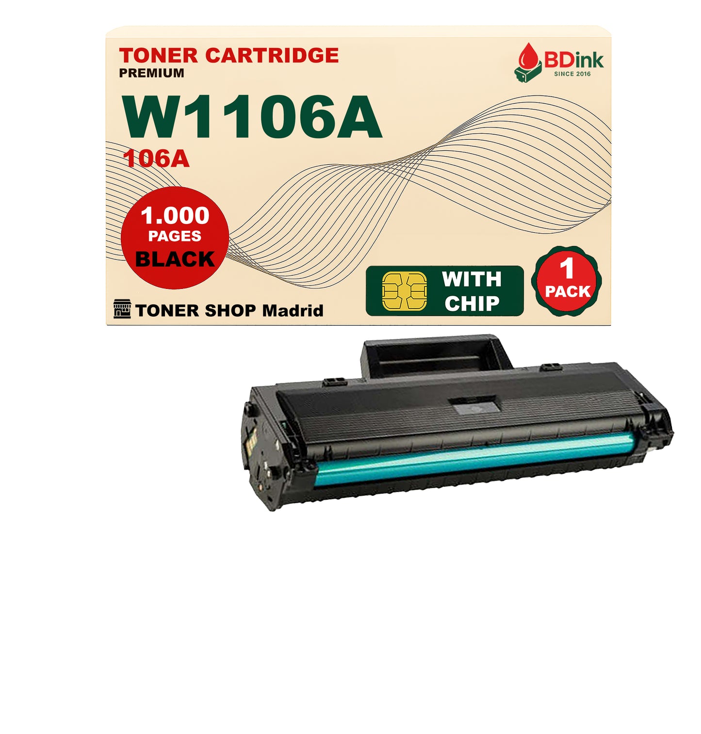 BDink Tóner Compatible HP 106A Negro W1106A