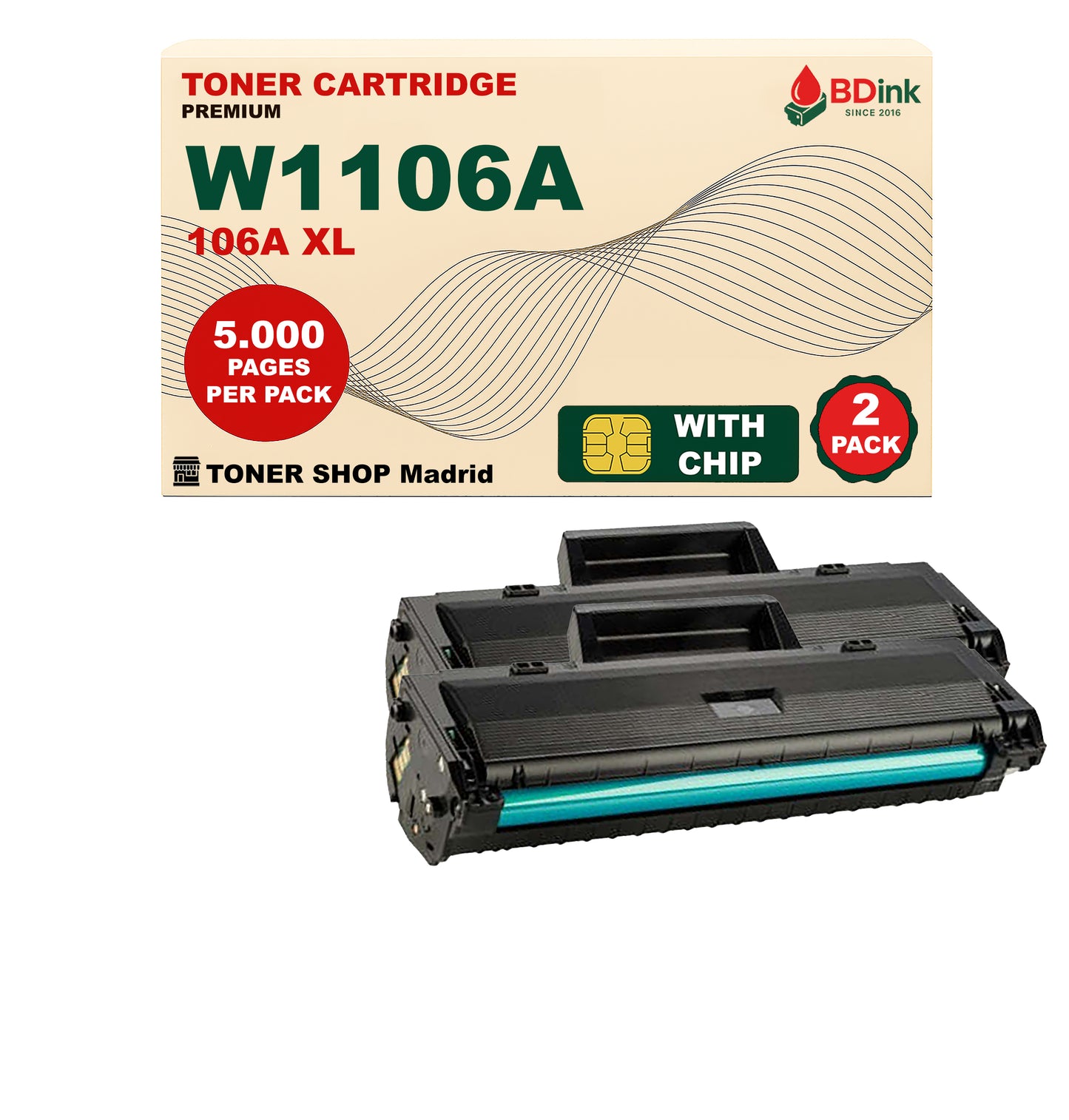 BDink Tóner Compatible HP 106A XL Negro W1106A (Alta Capacidad)