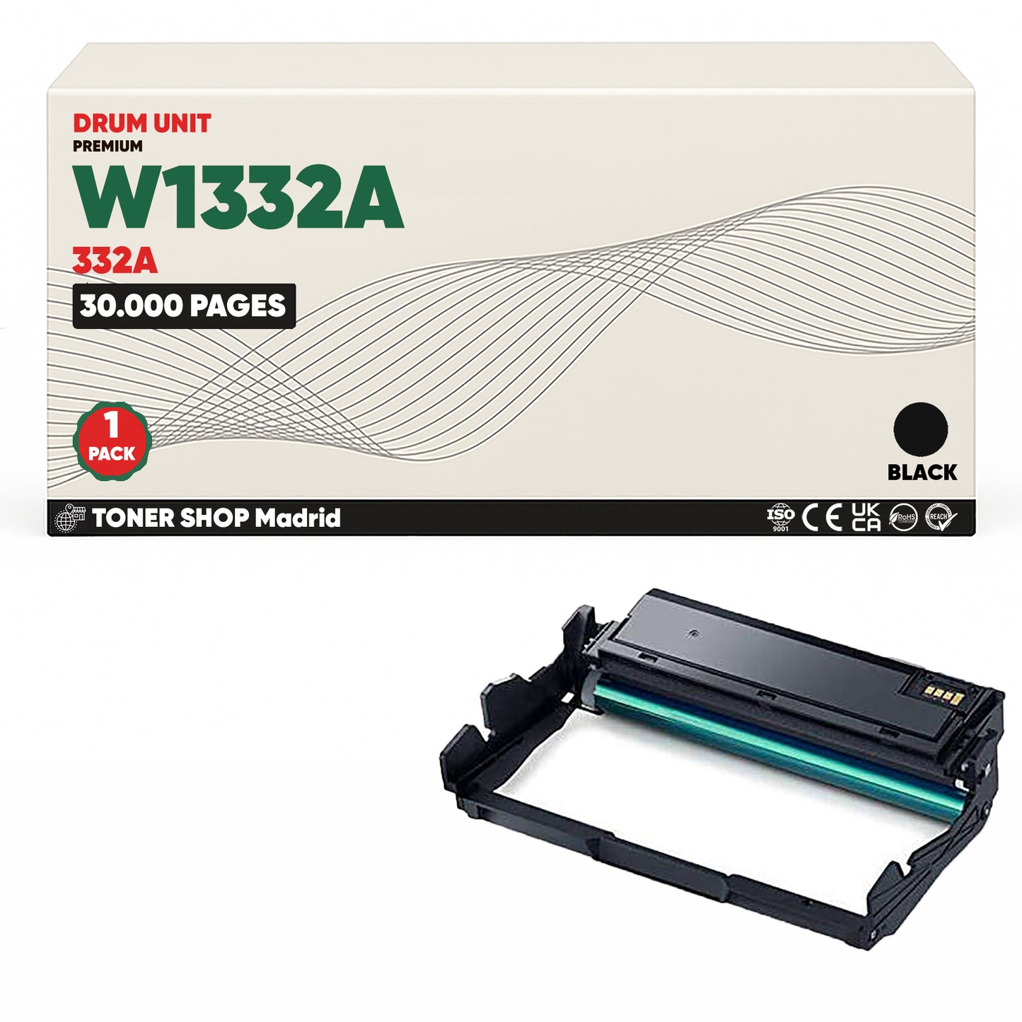 BDink Tambor de Imagen Compatible HP W1332A (Drum) Negro 332A