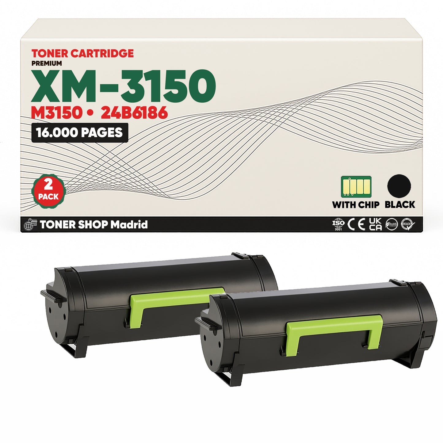 BDink Cartucho Tóner Compatible Lexmark M3150/XM3150 Negro