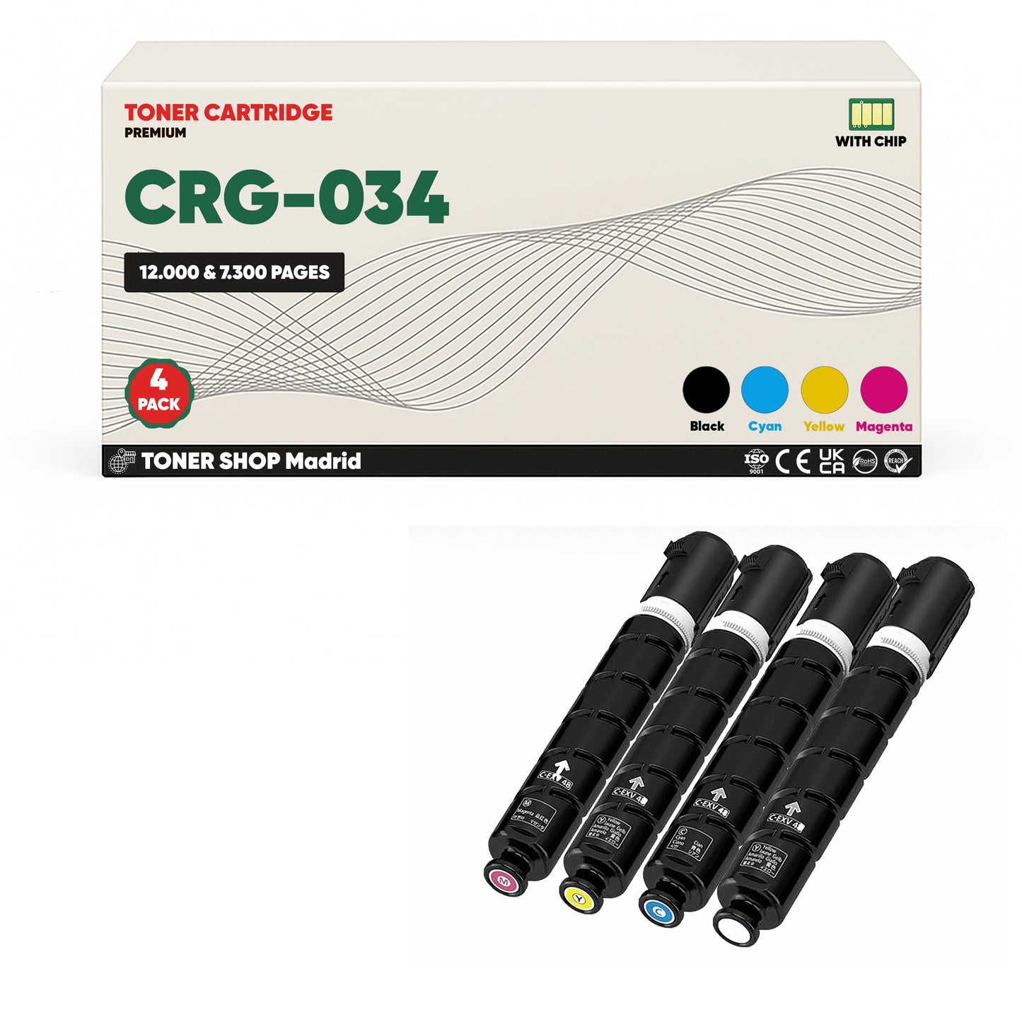 BDink Tóner Compatible Canon 034 (Pack 4 CMYK)