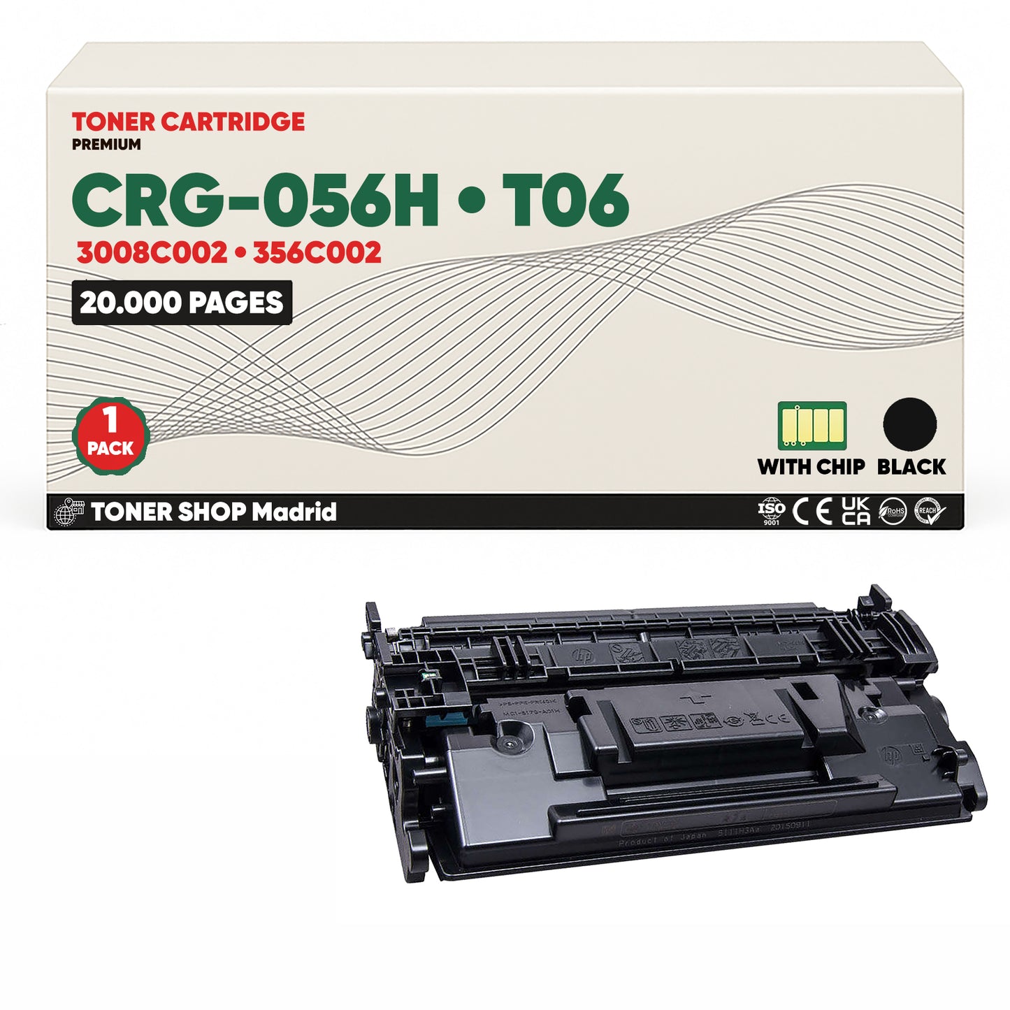 BDink Cartucho Tóner Compatible Canon 056H/T06 Negro