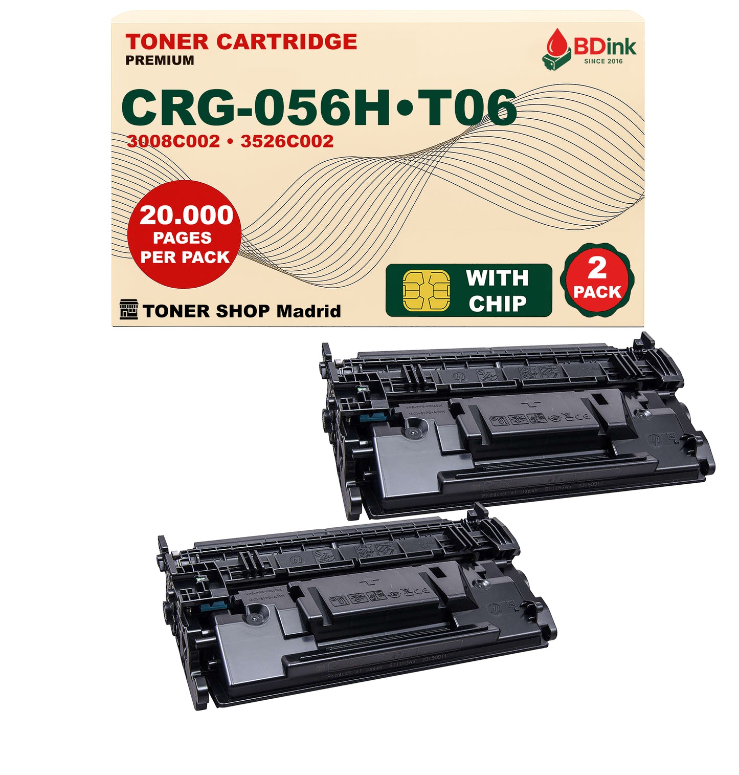 BDink Cartucho Tóner Compatible Canon 056H/T06 Negro