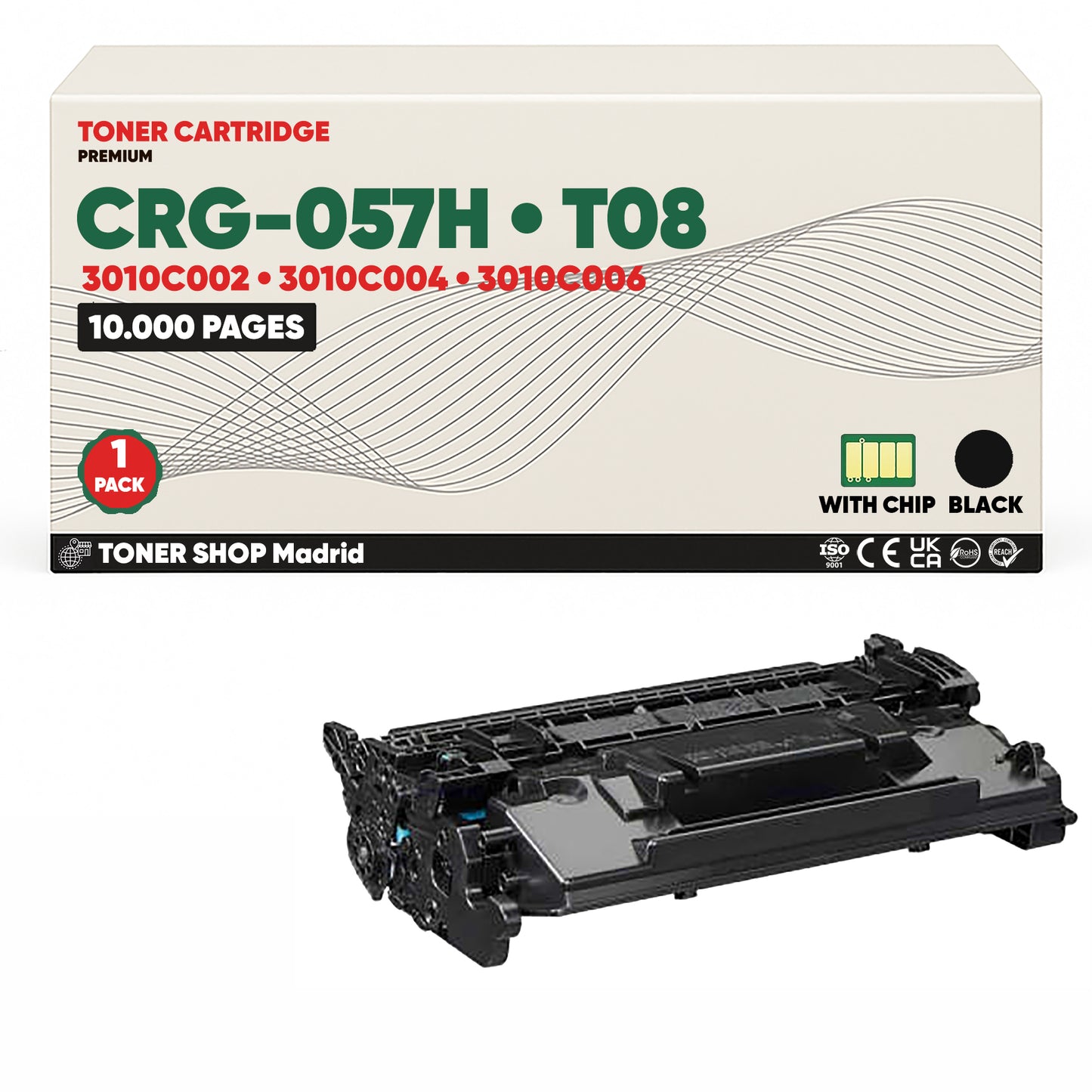BDink Cartucho Tóner Compatible Canon 057H/T08 Negro