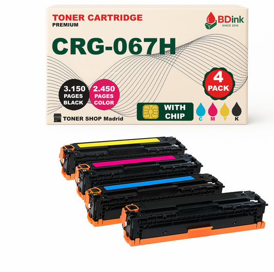 BDink Tóner Compatible Canon 067H  (Pack 4) con Chip