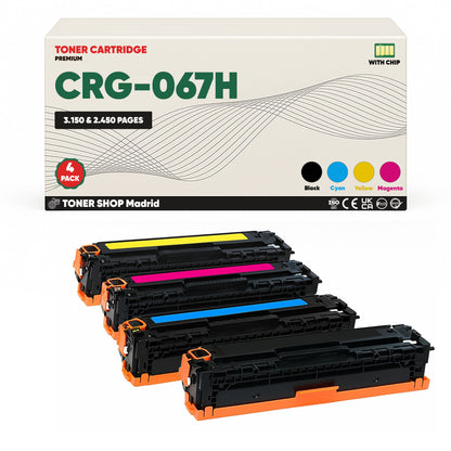 BDink Tóner Compatible Canon 067H  (Pack 4) con Chip