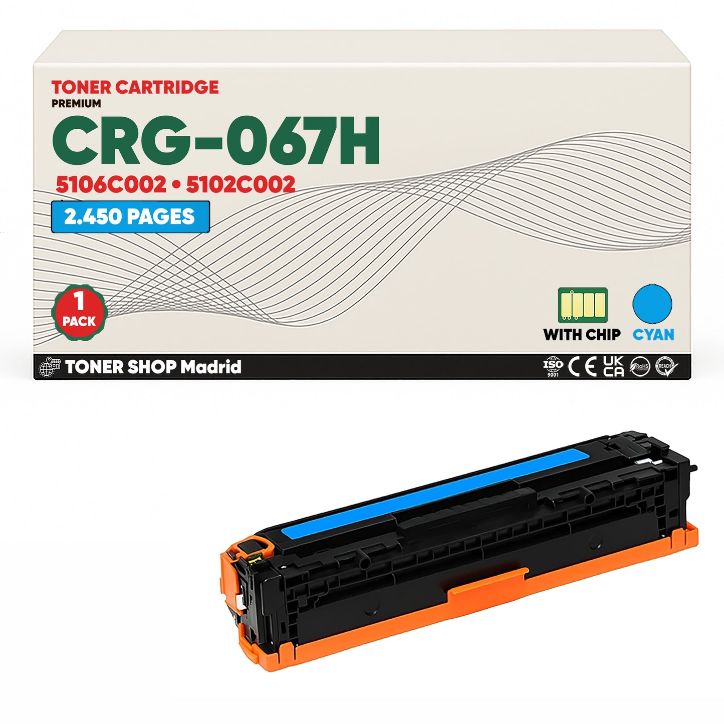 BDink Tóner Compatible Canon 067H  (Pack 4) con Chip
