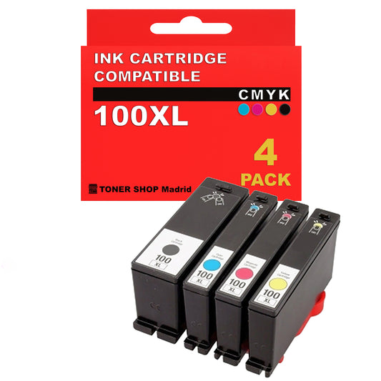 BDink Cartuchos Tinta Compatible con Lexmark 100XL Negro, Cyan, Magenta y Amarillo (Pack 4)