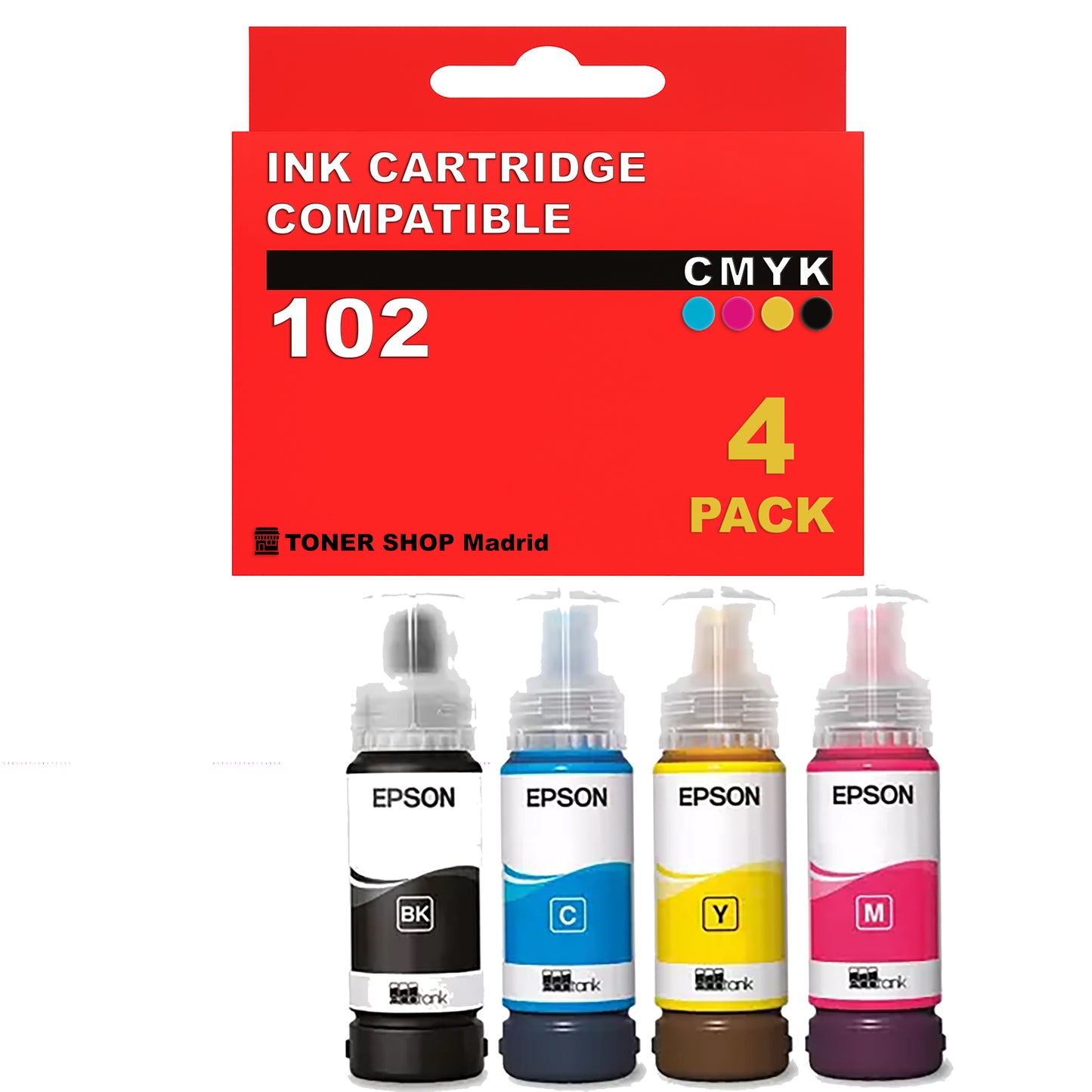 BDink Cartuchos Tinta Compatible Epson 102 103 104 CMYK (Pack 4)