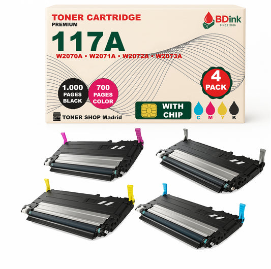 BDink Tóner Compatible HP 117A (Pack 4 CMYK) W2070A W2071A W2072A W2073A