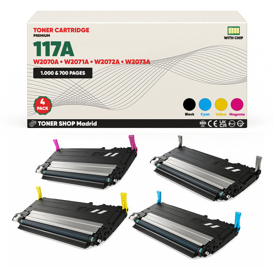 BDink Tóner Compatible HP 117A (Pack 4 CMYK) W2070A W2071A W2072A W2073A