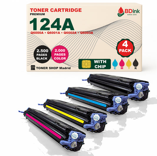 BDink Tóner Compatible HP 124A (Pack 4 CMYK) Q6000A Q6001A Q6002A Q6003A