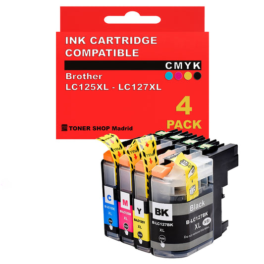 BDink Cartuchos Tinta Compatible Brother LC125XL/LC127XL CMYK (Pack 4)