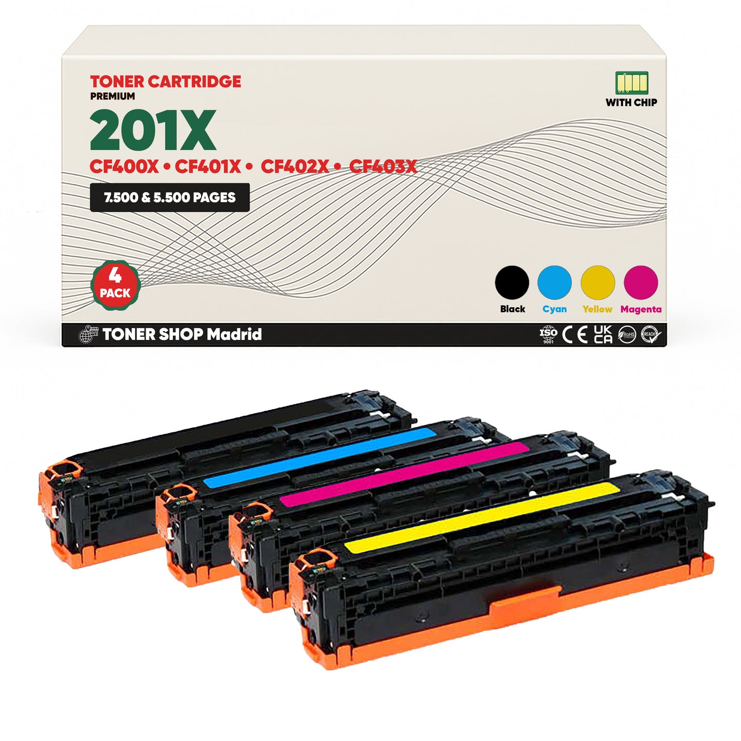 BDink Tóner Compatible HP 201X CMYK (Pack 4 CMYK) CF400X CF401X CF402X CF403X