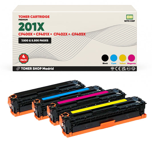 BDink Tóner Compatible HP 201X CMYK (Pack 4 CMYK) CF400X CF401X CF402X CF403X