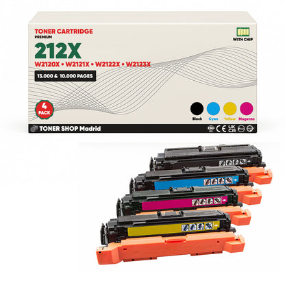 BDink Tóner Compatible HP 212X (Pack 4 CMYK) W2120X W2121X W2122X W2123X