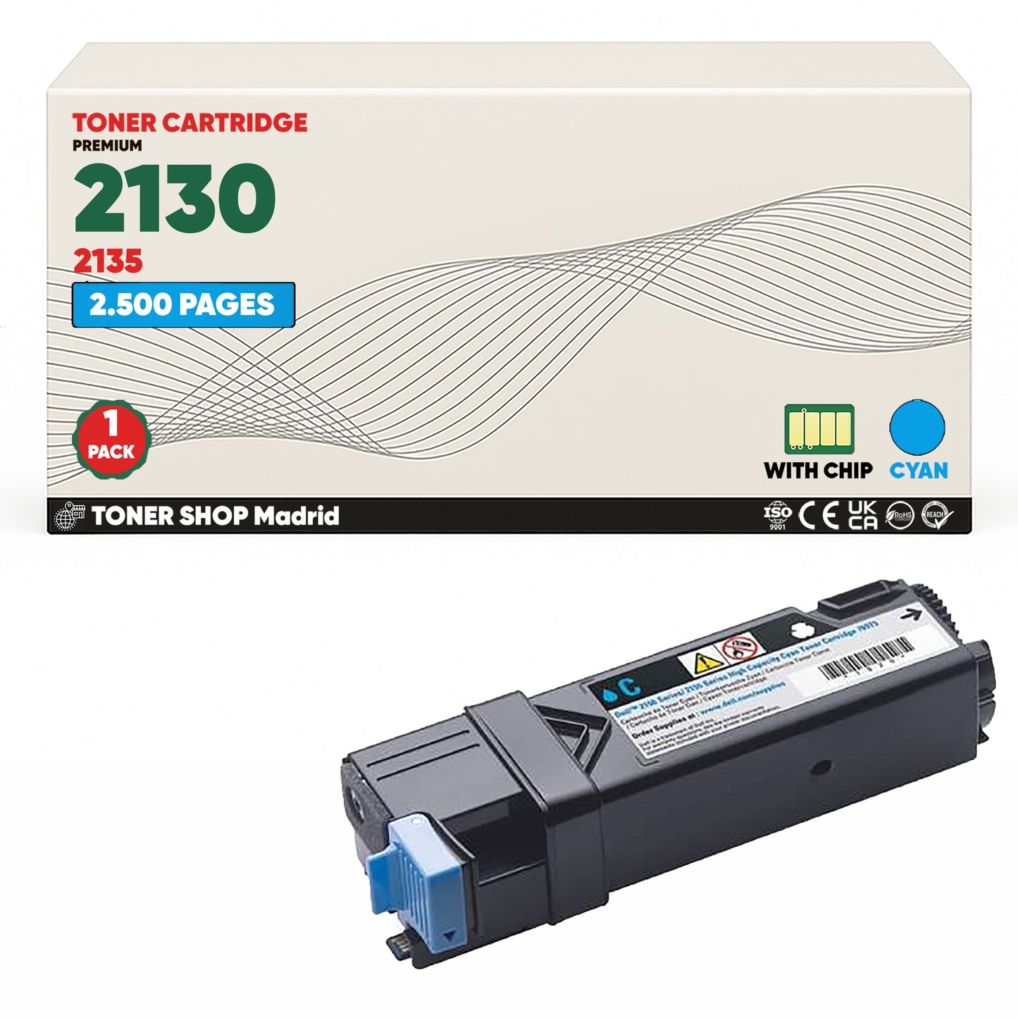 BDink Cartucho/s Tóner Compatible/s Dell 2130/2135 Cyan (Pack 1)