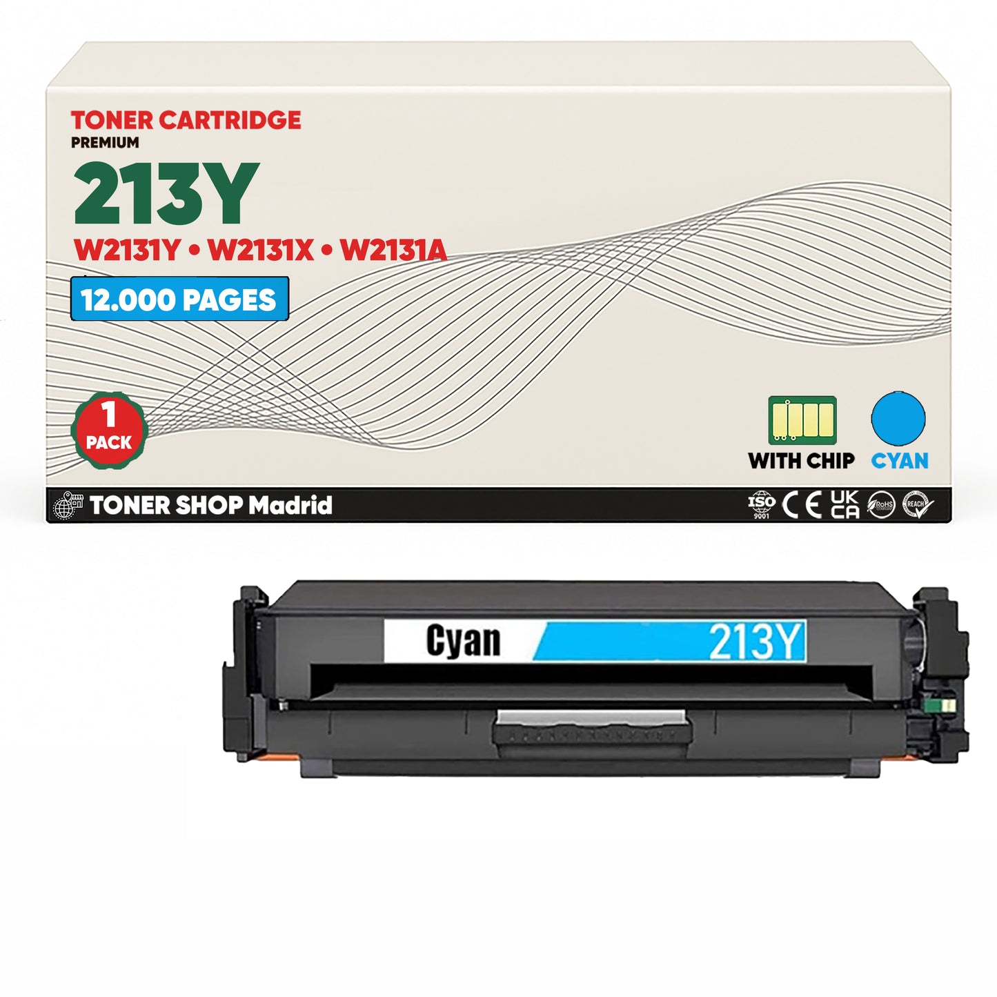BDink Tóner Compatible HP 213Y (Pack 4 CMYK) W2130Y W2131Y W2132Y W2133Y