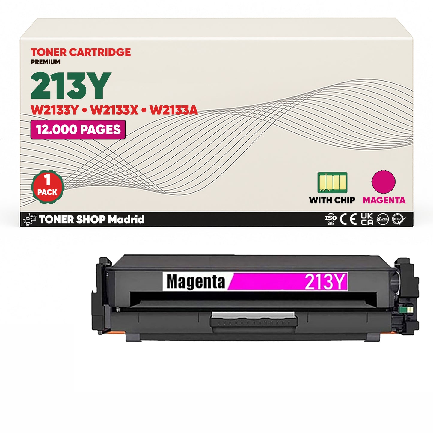 BDink Tóner Compatible HP 213Y (Pack 4 CMYK) W2130Y W2131Y W2132Y W2133Y