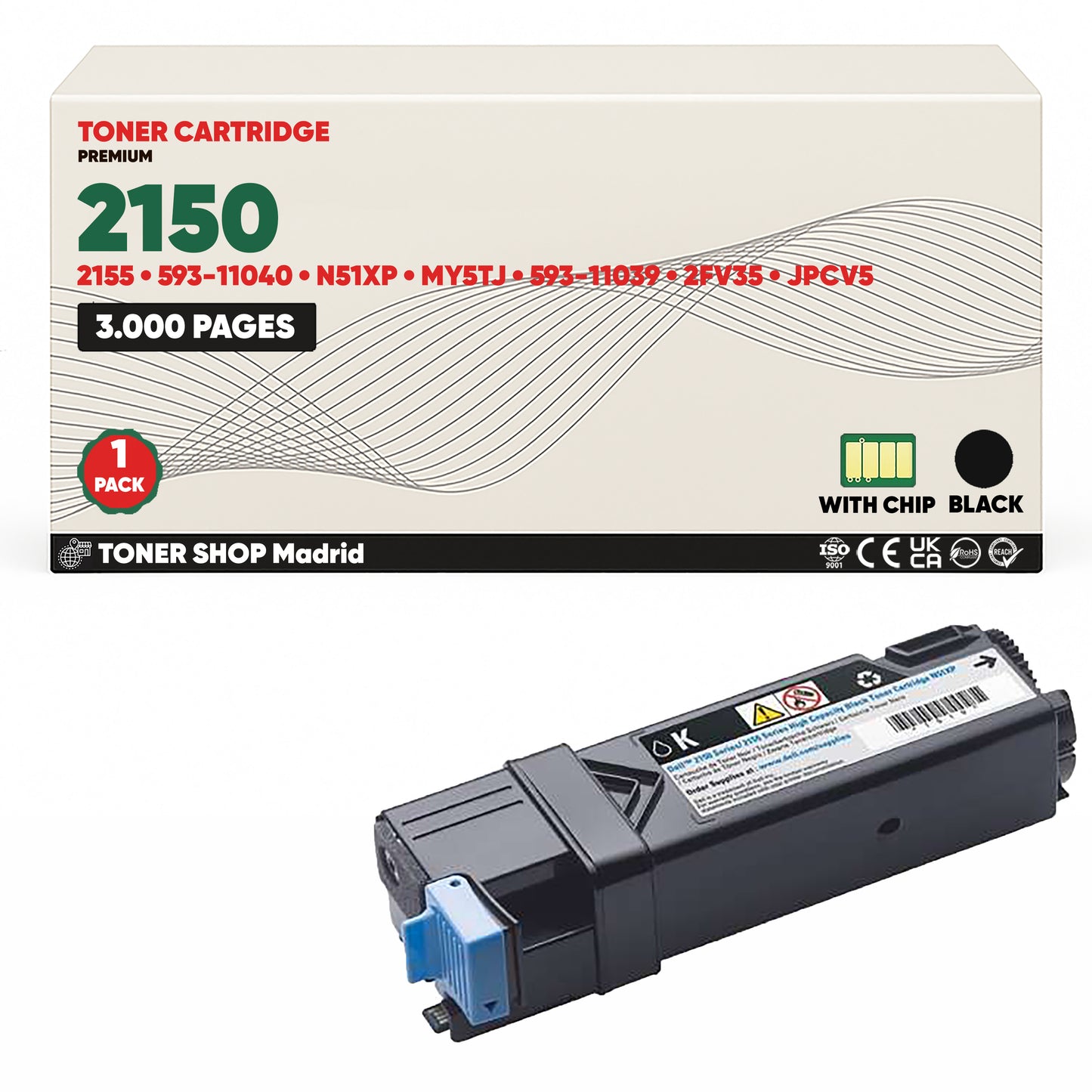 BDink Cartucho/s Tóner Compatible/s Dell 2150/2155 CMYK (Pack 4)
