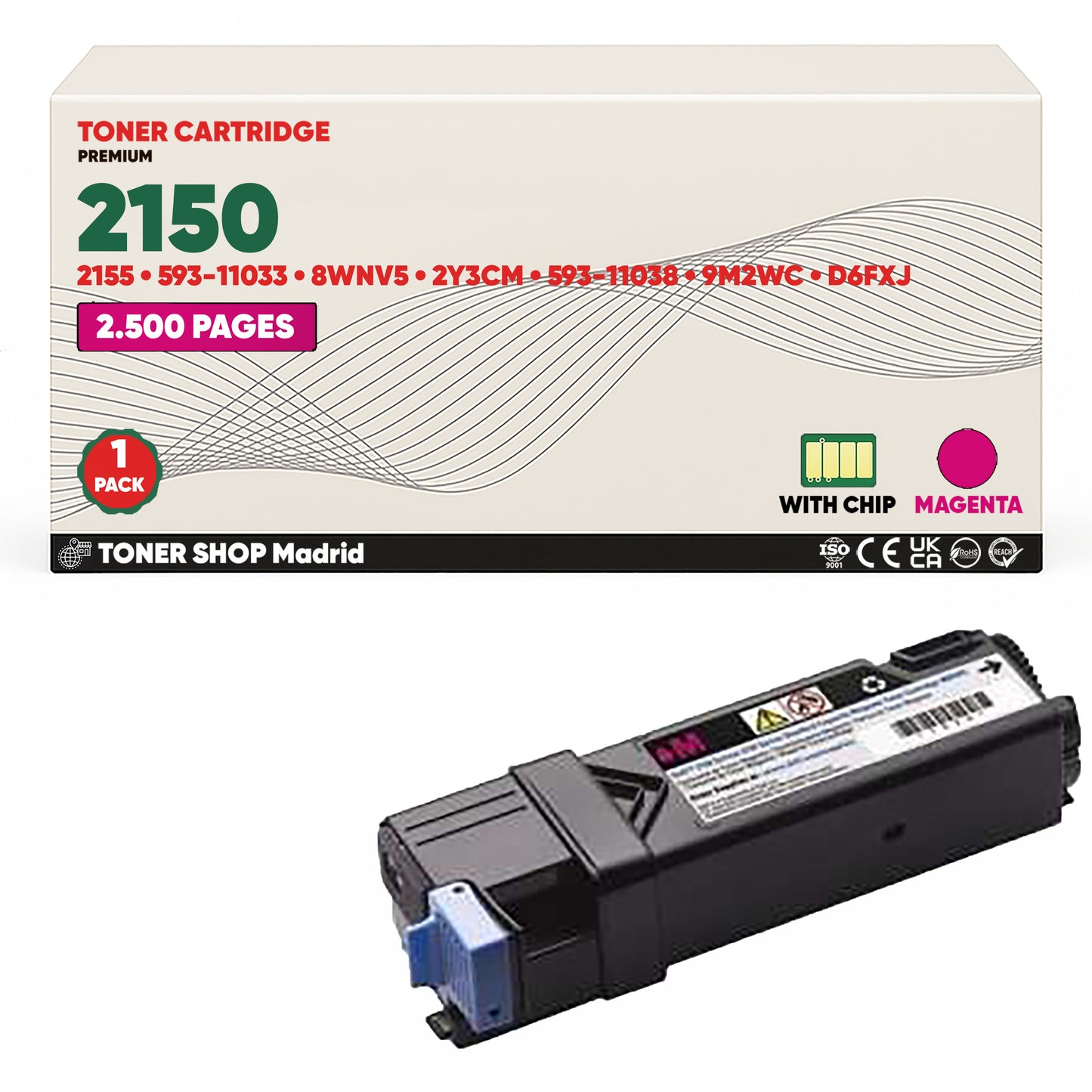 BDink Cartucho/s Tóner Compatible/s Dell 2150/2155 CMYK (Pack 4)
