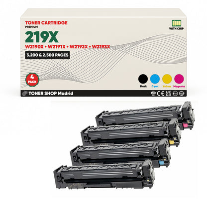 BDink Tóner Compatible HP 219X (Pack 4 CMYK) W2190X W2191X W2192X W2193X