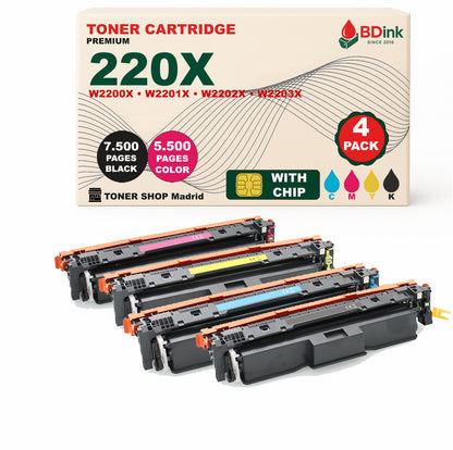 BDink Tóner Compatible HP 220X (Pack 4 CMYK) W2200X W2201X W2202X W2203X