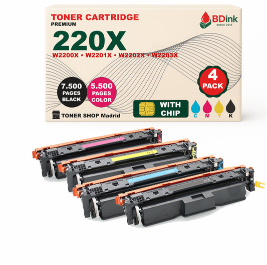 BDink Tóner Compatible HP 220X (Pack 4 CMYK) W2200X W2201X W2202X W2203X