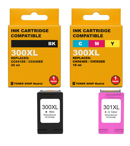 BDink Cartuchos Tinta Remanufacturados HP 300XL Negro y HP 300XL Color (Pack 2)
