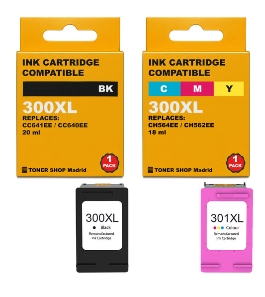 BDink Cartuchos Tinta Remanufacturados HP 300XL Negro y HP 300XL Color (Pack 2)