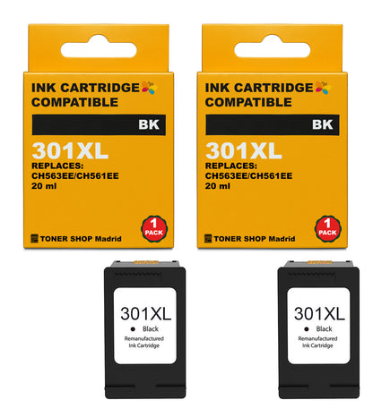 BDink Cartuchos Tinta Remanufacturados HP 301XL Negro y Color (Pack 2)