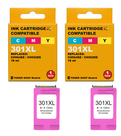 BDink Cartuchos Tinta Remanufacturados HP 301XL Negro y Color (Pack 2)